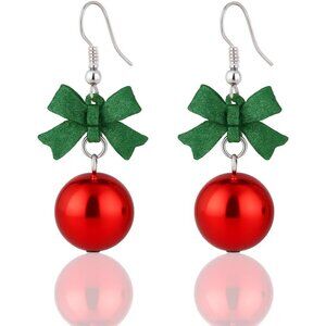 Women's Christmas Long Tassel Chain Drop Earrings Trendy Small Bow Sparkly